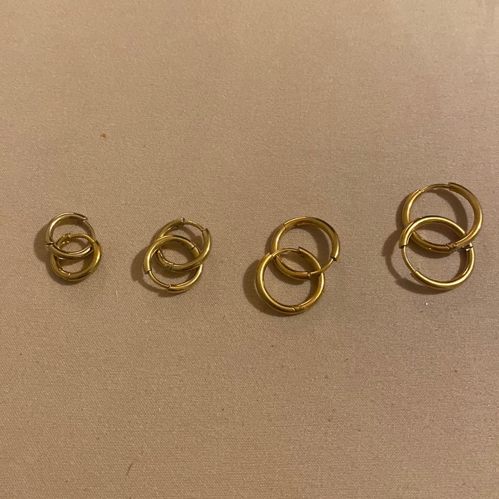 Gold hoops different sizes